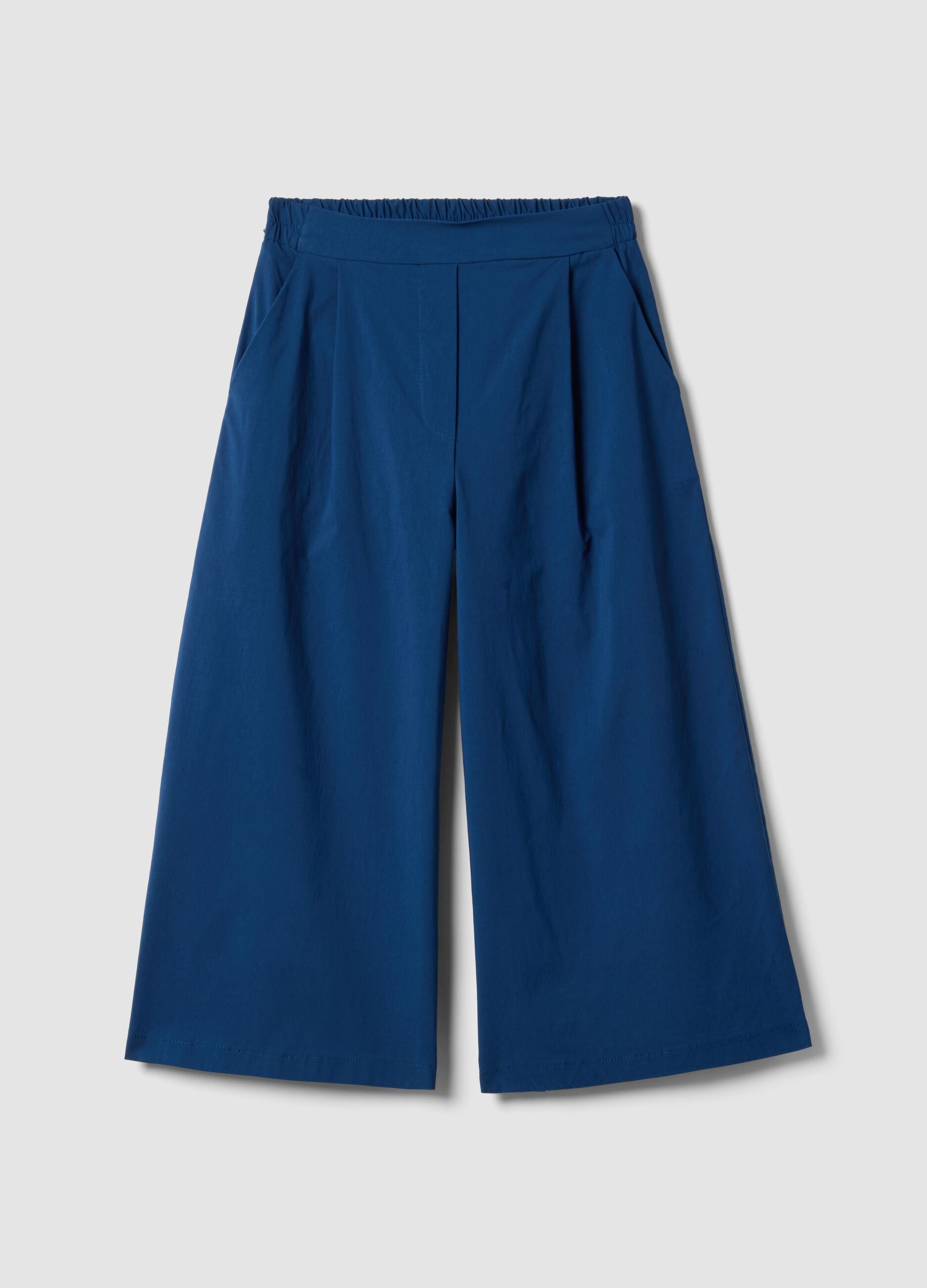 Blue regular fit viscose blend jogger trousers