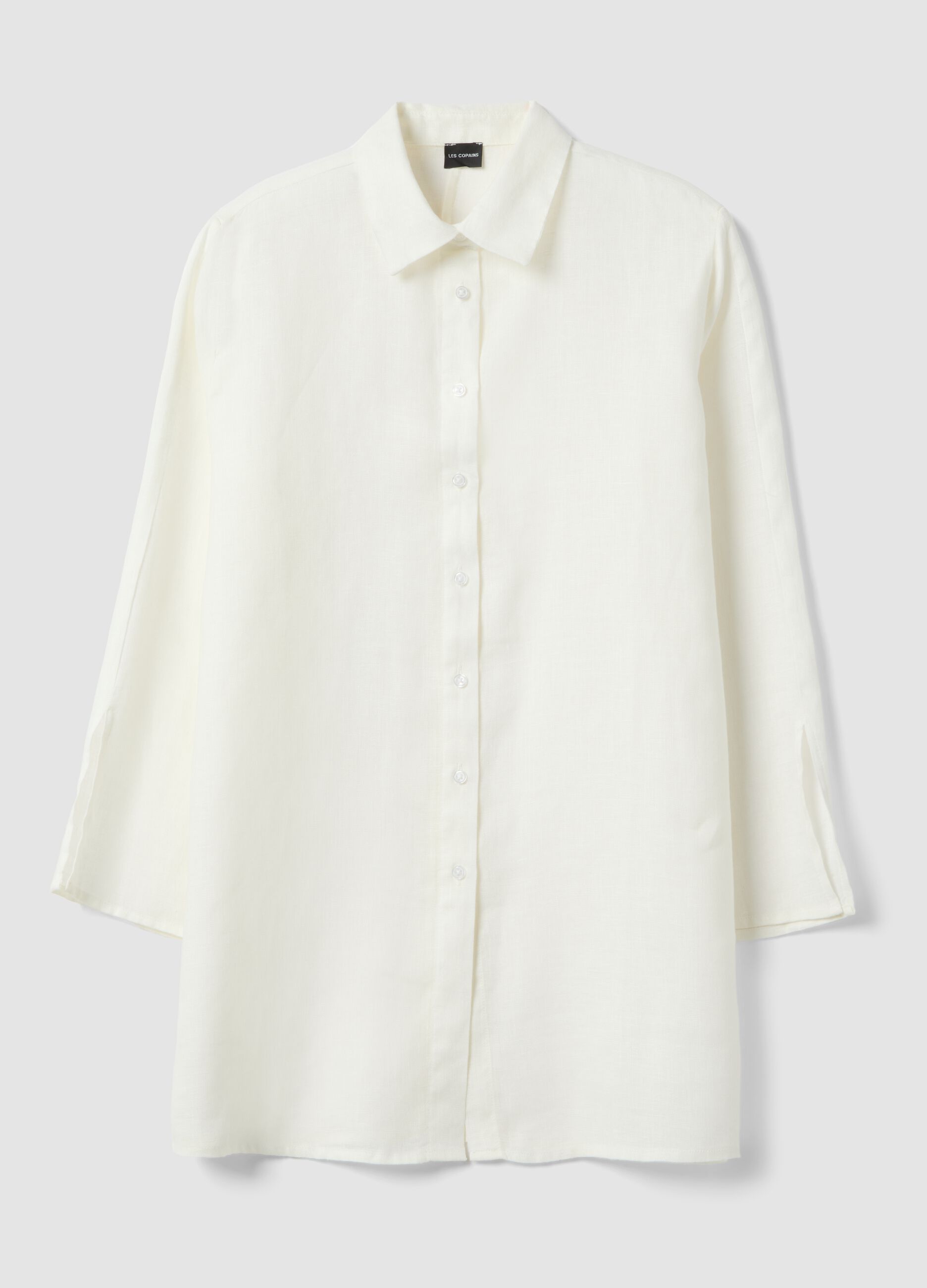 White pure linen oversized shirt