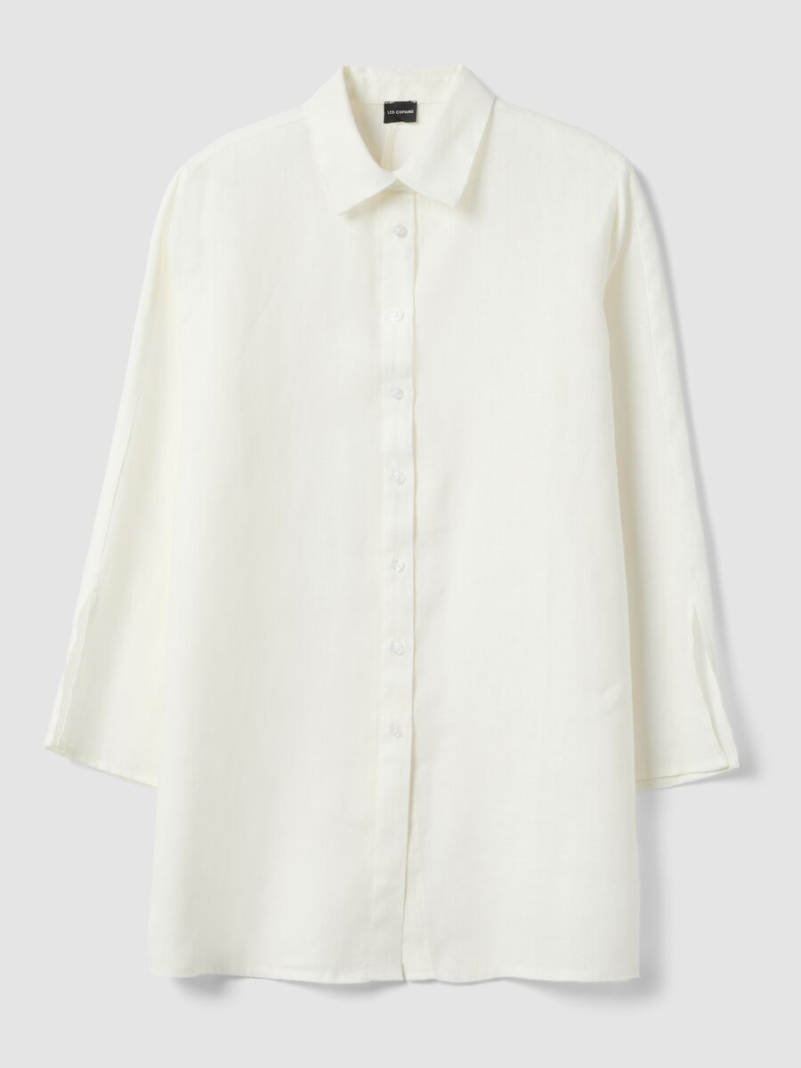 White pure linen oversized shirt_4
