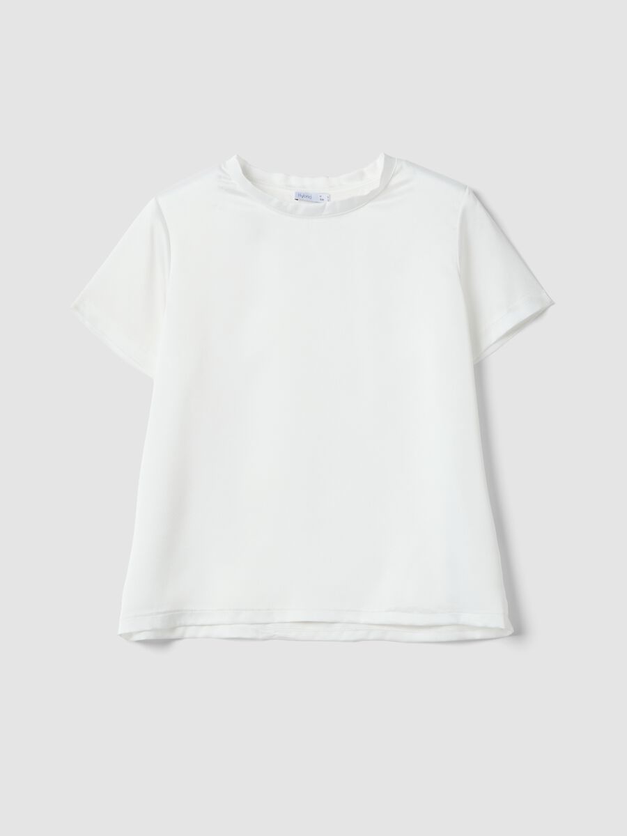 White short-sleeve T-shirt with soft neckline, regular fit_4
