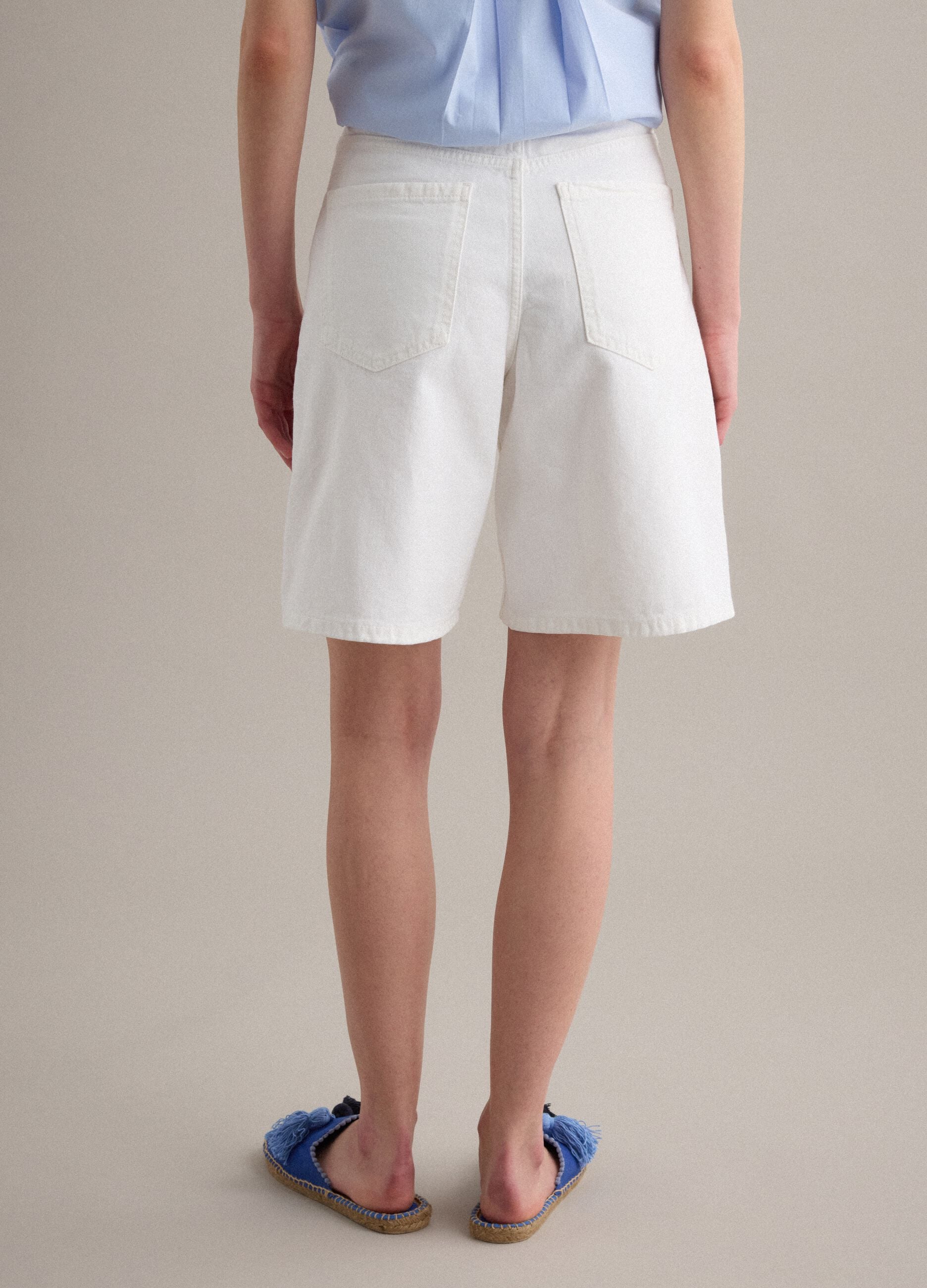 White pure cotton denim shorts