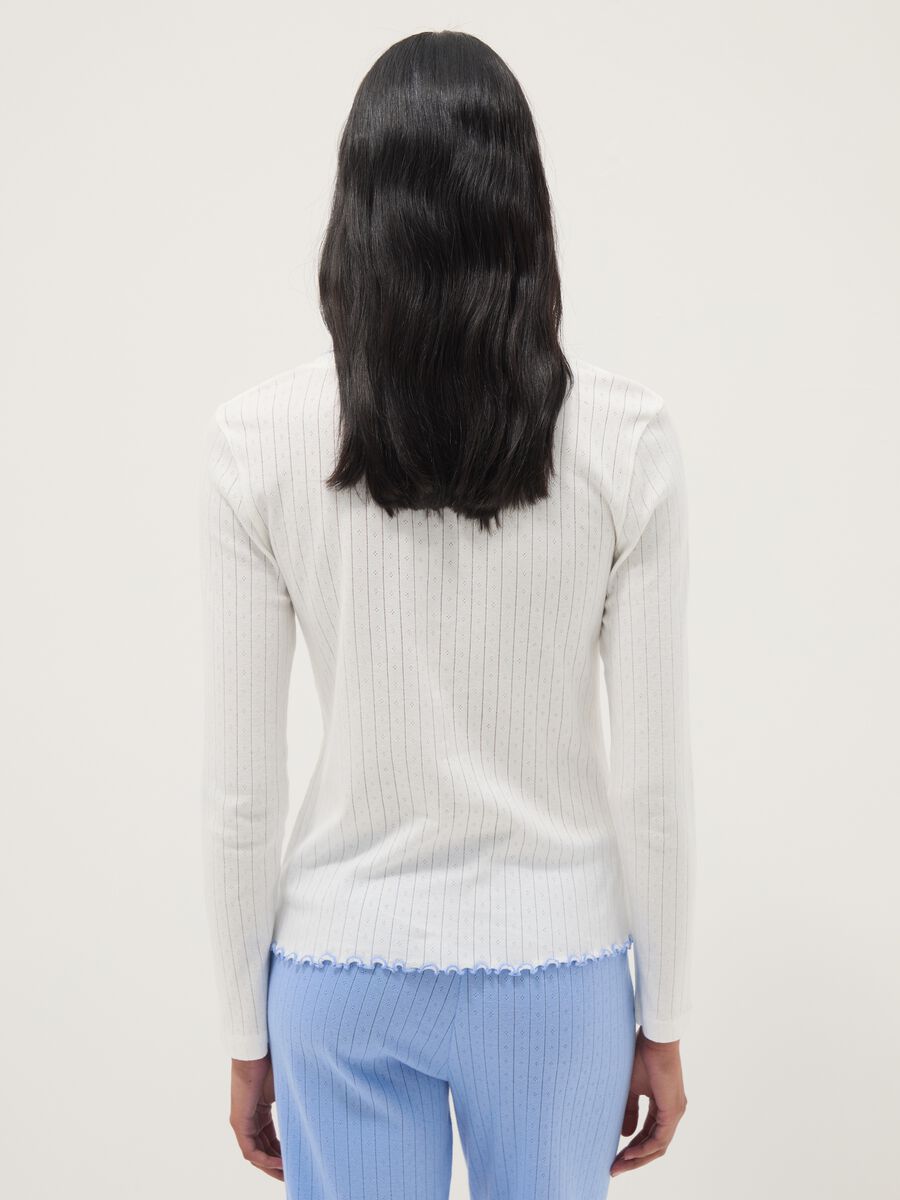 White pure cotton regular fit pyjama shirt with embroidery_2