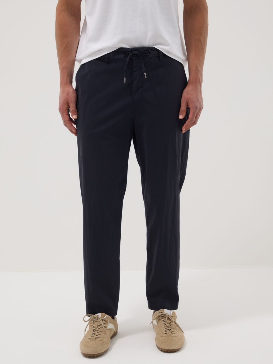 Blue stretch cotton chino trousers_1