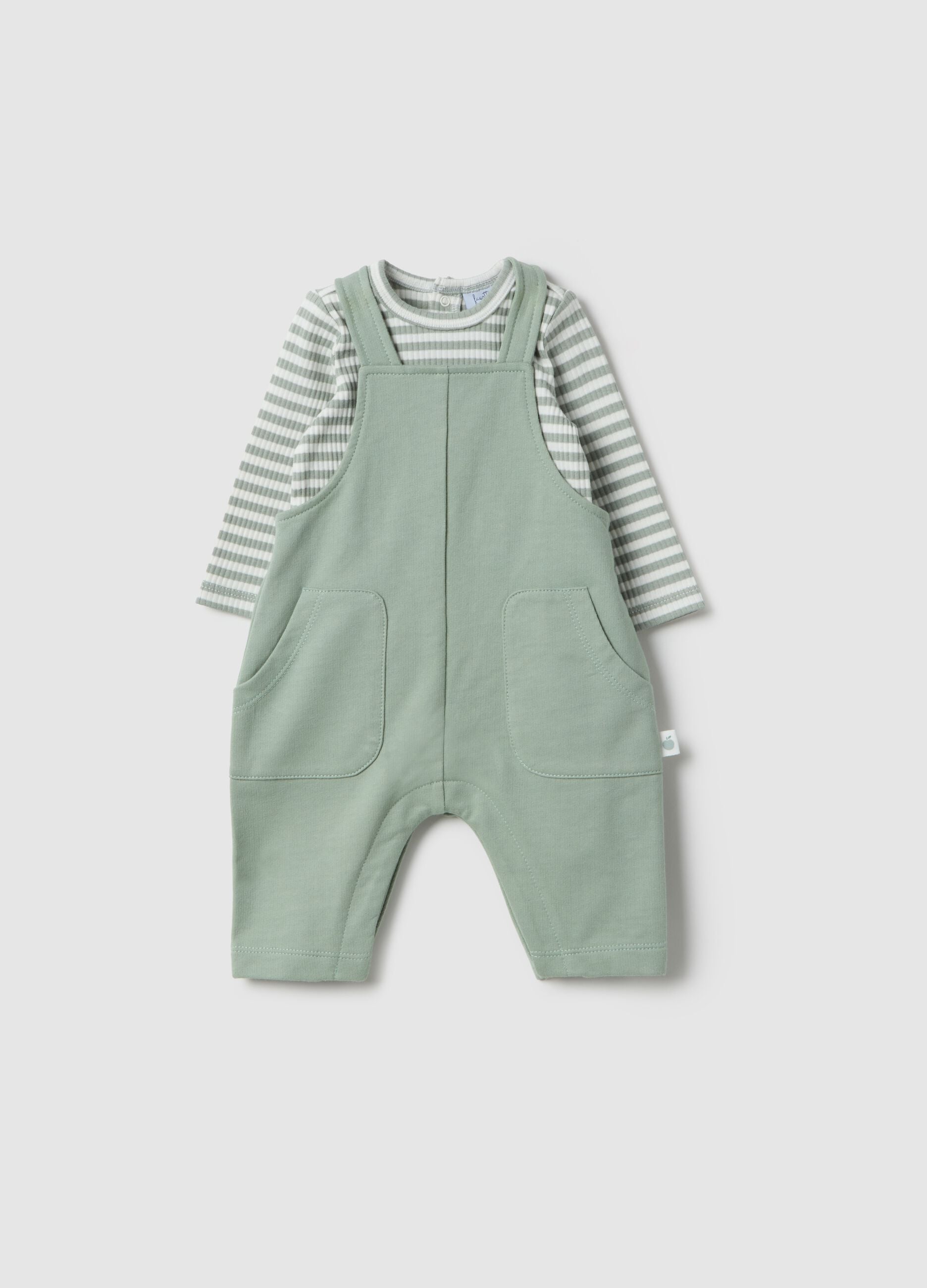 Newborn Multicolour Cotton Blend Shirt and Dungaree Set with Pockets