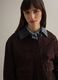Brown regular fit genuine leather jacket with contrasting collar_3
