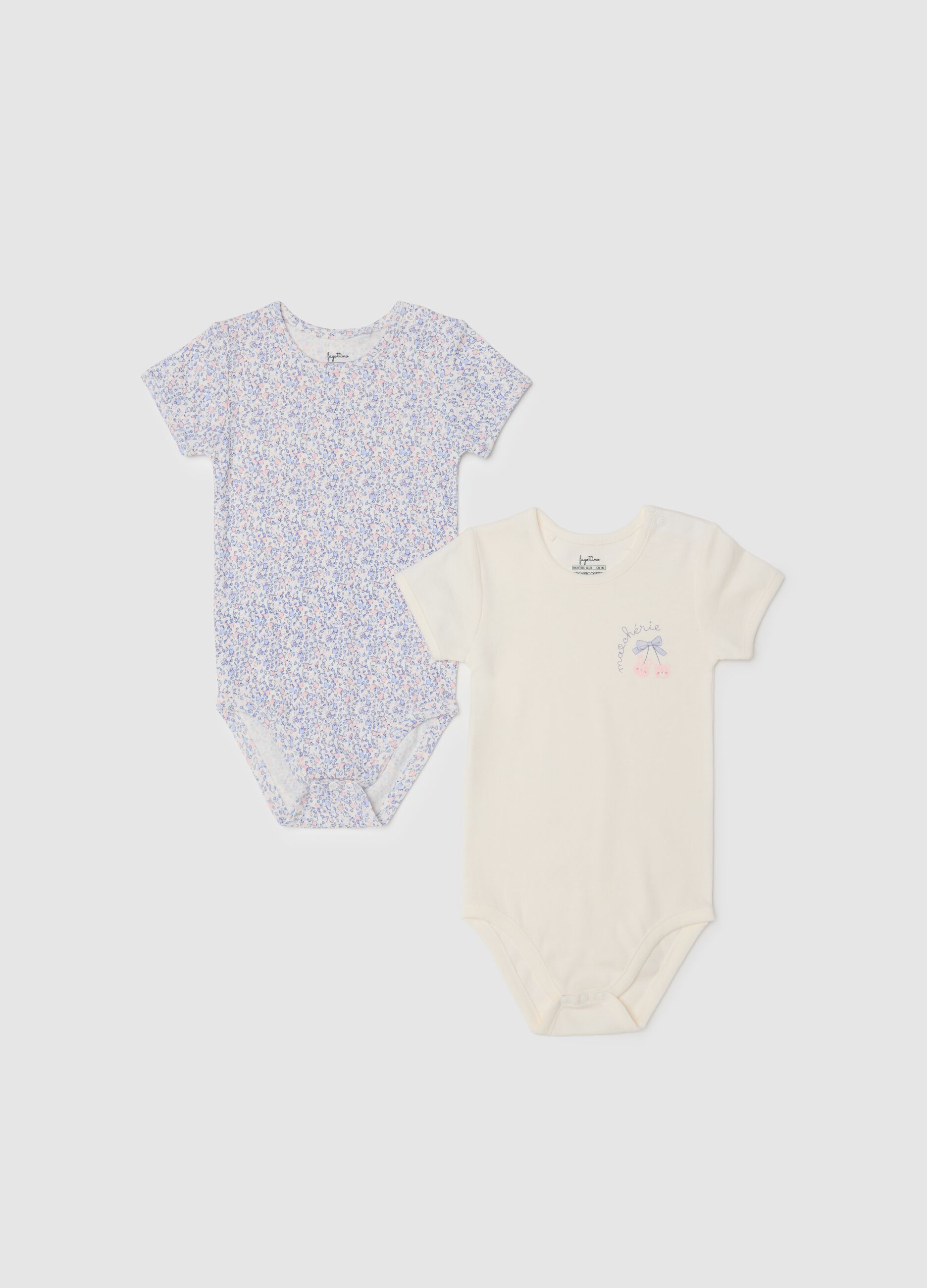 Two-pack multicolour pure cotton bodysuits for babies