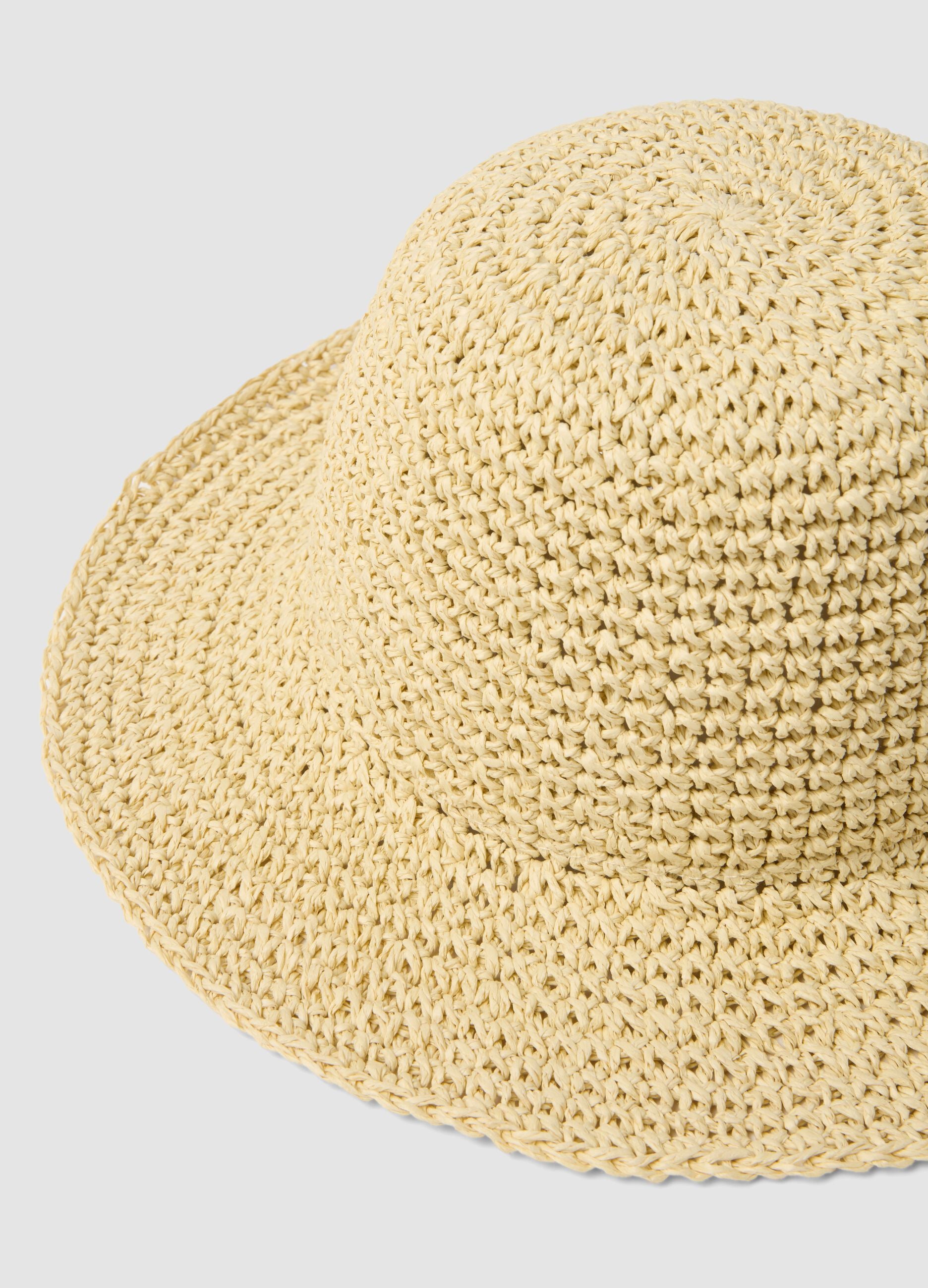 Beige pure paper fabric cloche hat