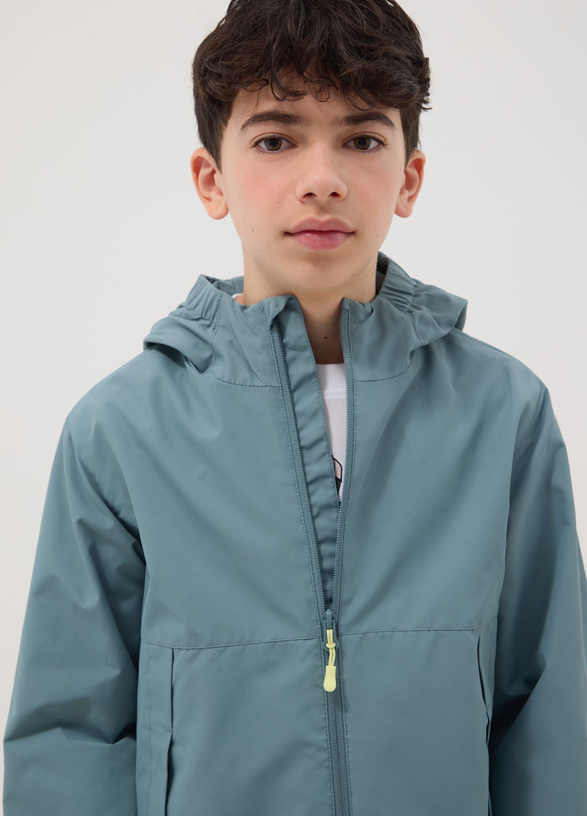 Boy's Regular Fit Blue Jacket with Hoodie