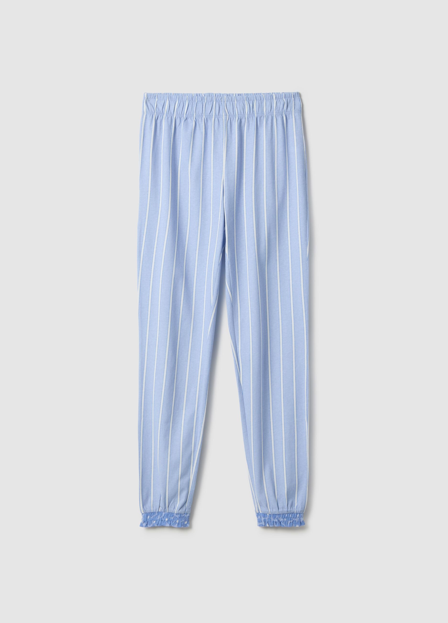 Multicolour striped pyjama trousers in pure cotton regular fit