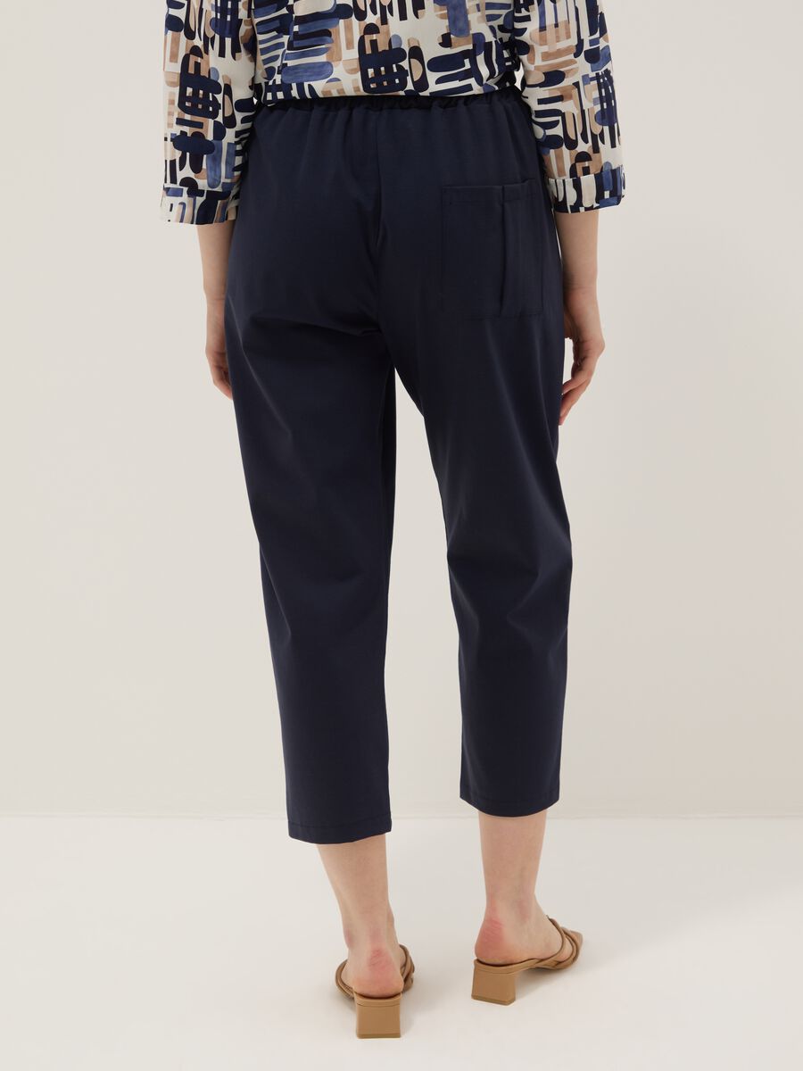 Blue stretch cotton trousers with elasticated waistband, regular fit_2