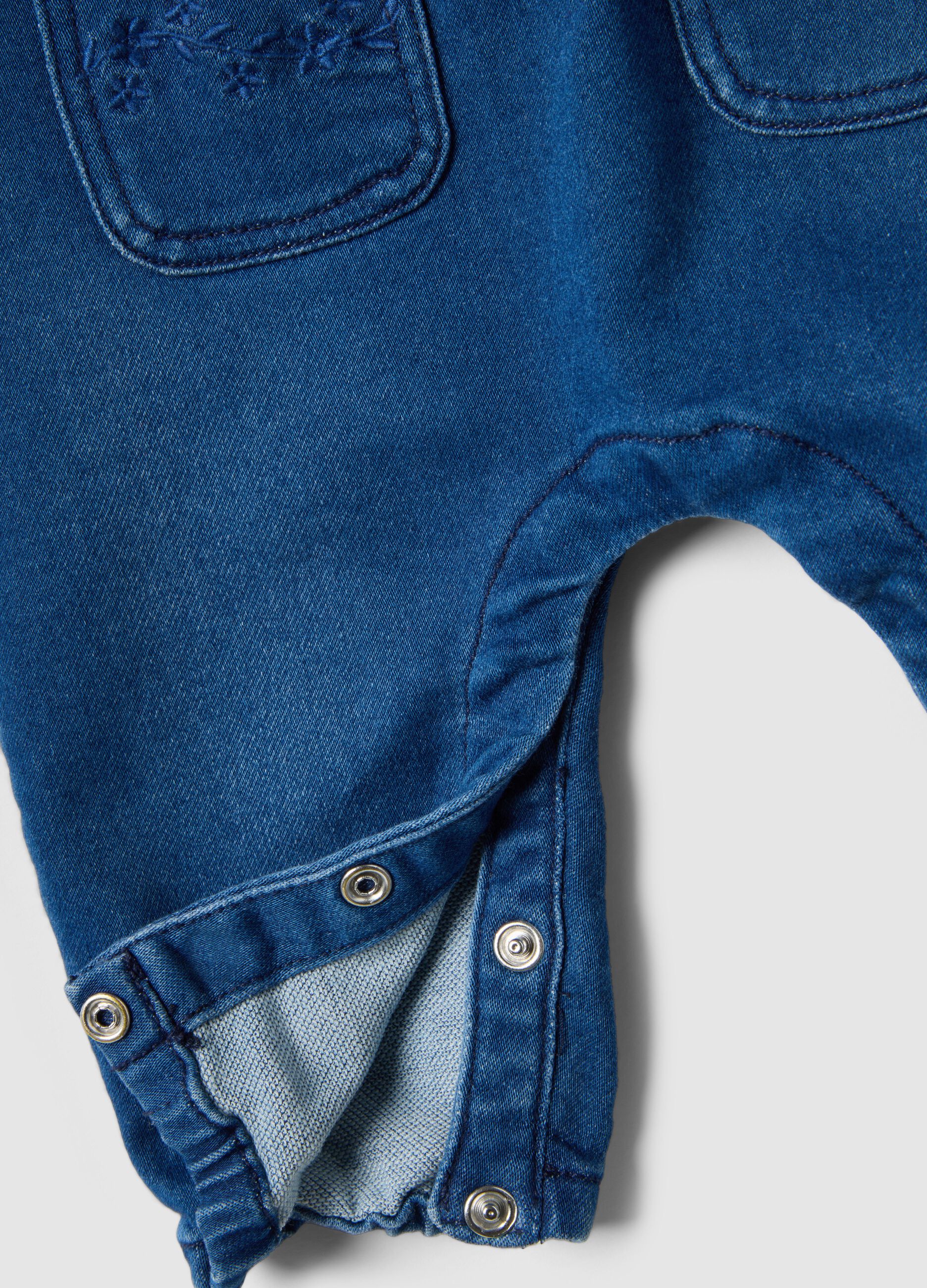 Blue stretchy cotton regular fit dungarees for babies