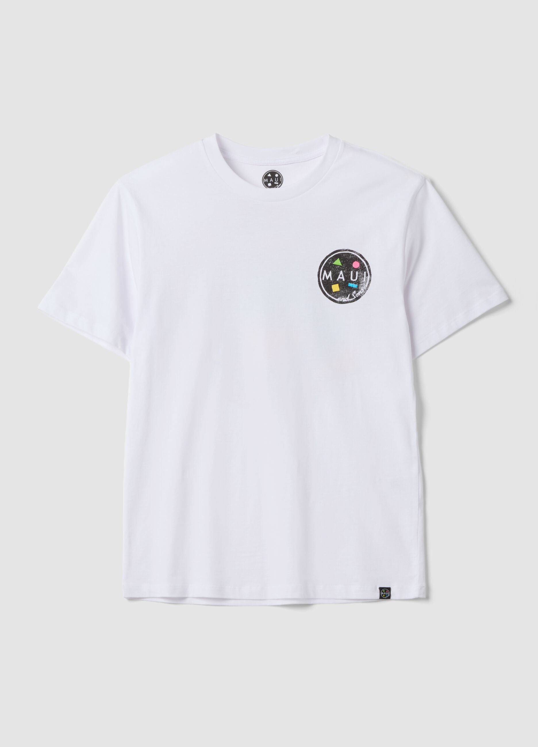 White pure cotton relaxed-fit T-shirt with print