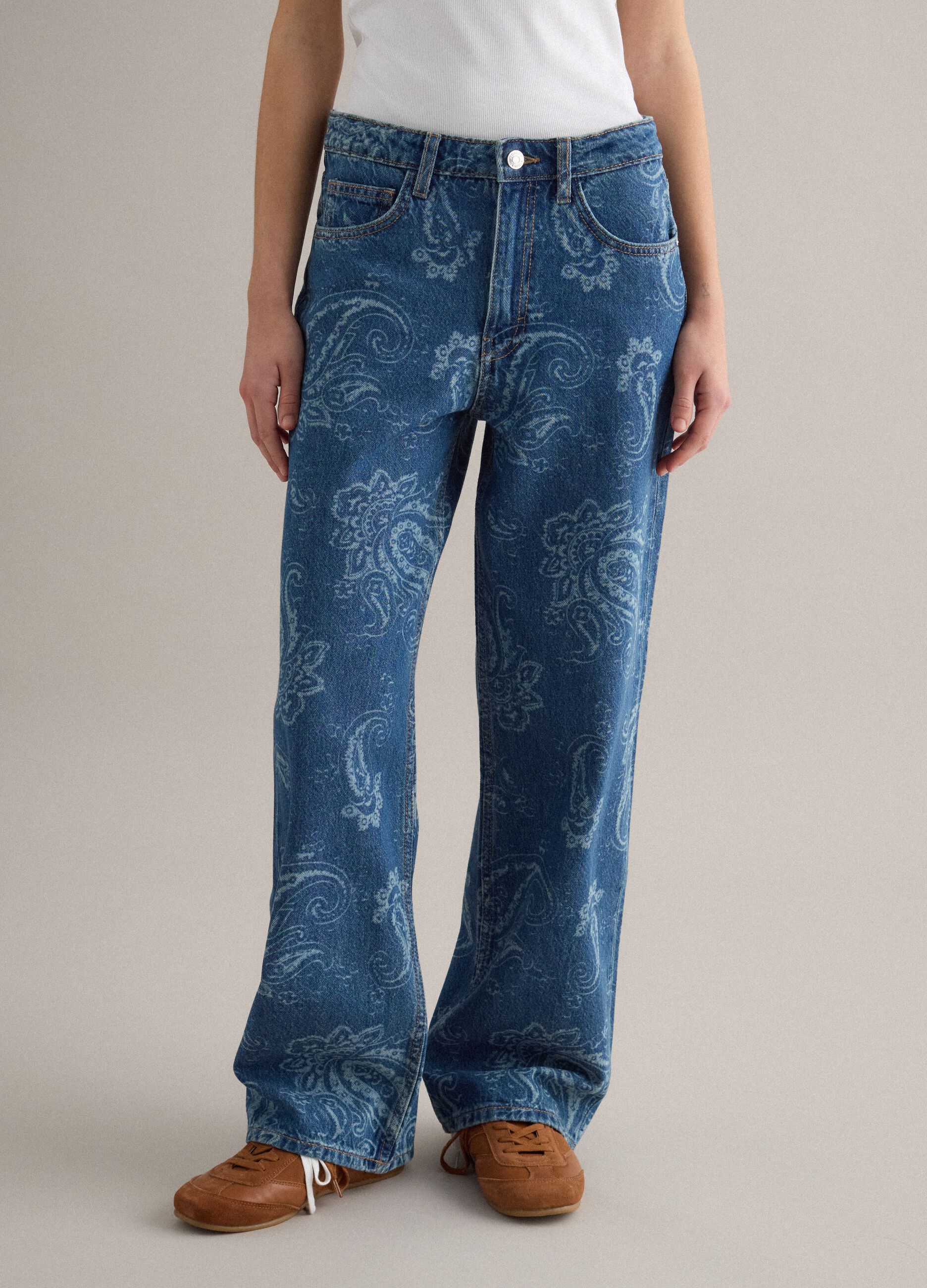 Blue baggy trousers in pure cotton