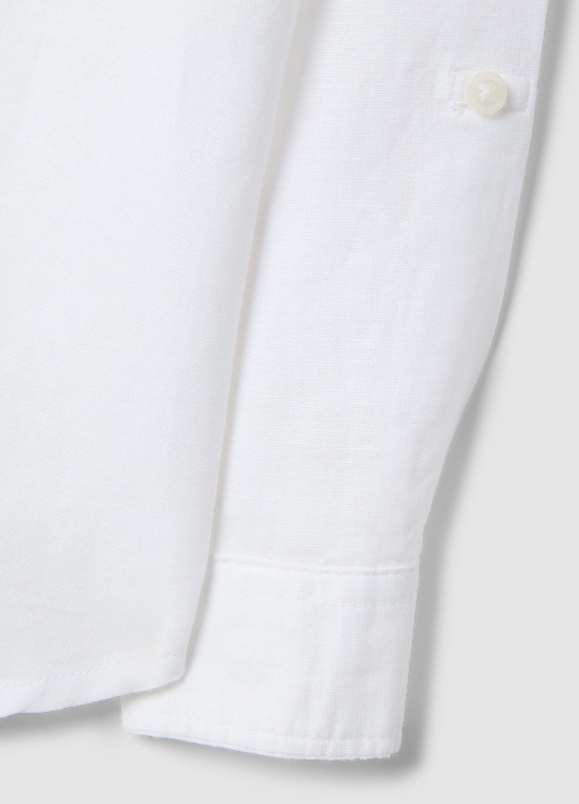 Boys' white linen-cotton blend shirt regular fit