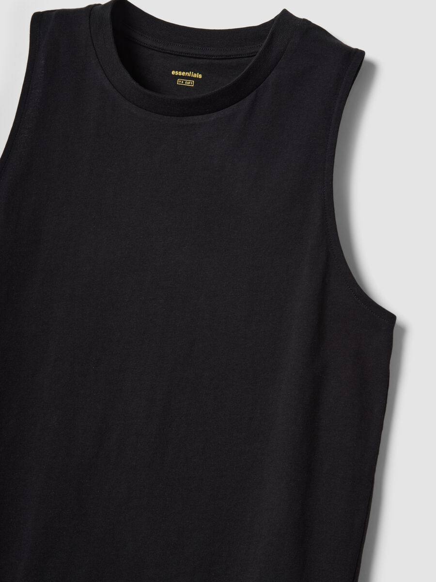 Black pure cotton tank top_5