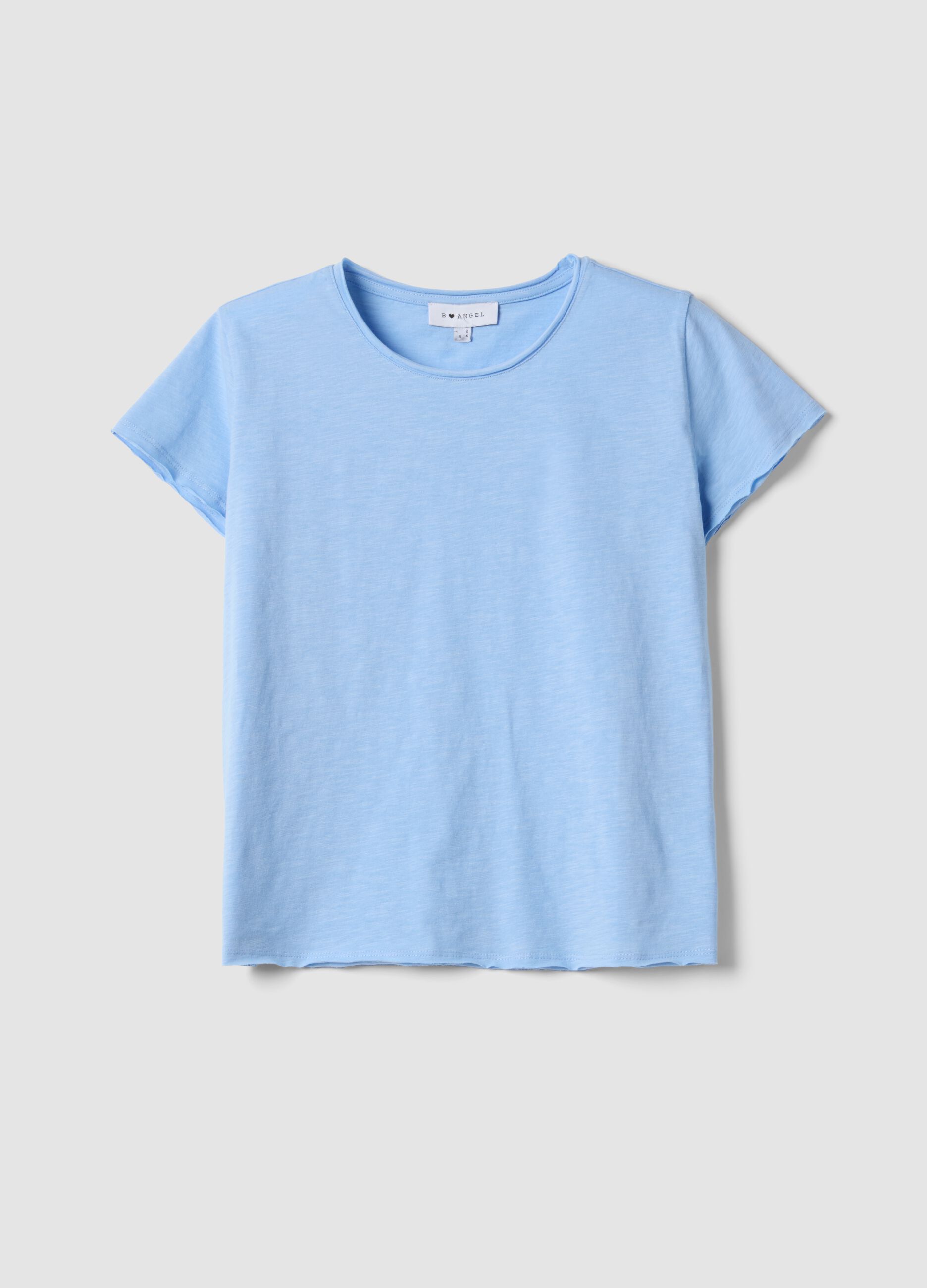 Sky blue pure cotton short-sleeve T-shirt, regular fit