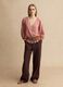 Pink ramie and lyocell-blend shirt with V-neck, regular fit_1