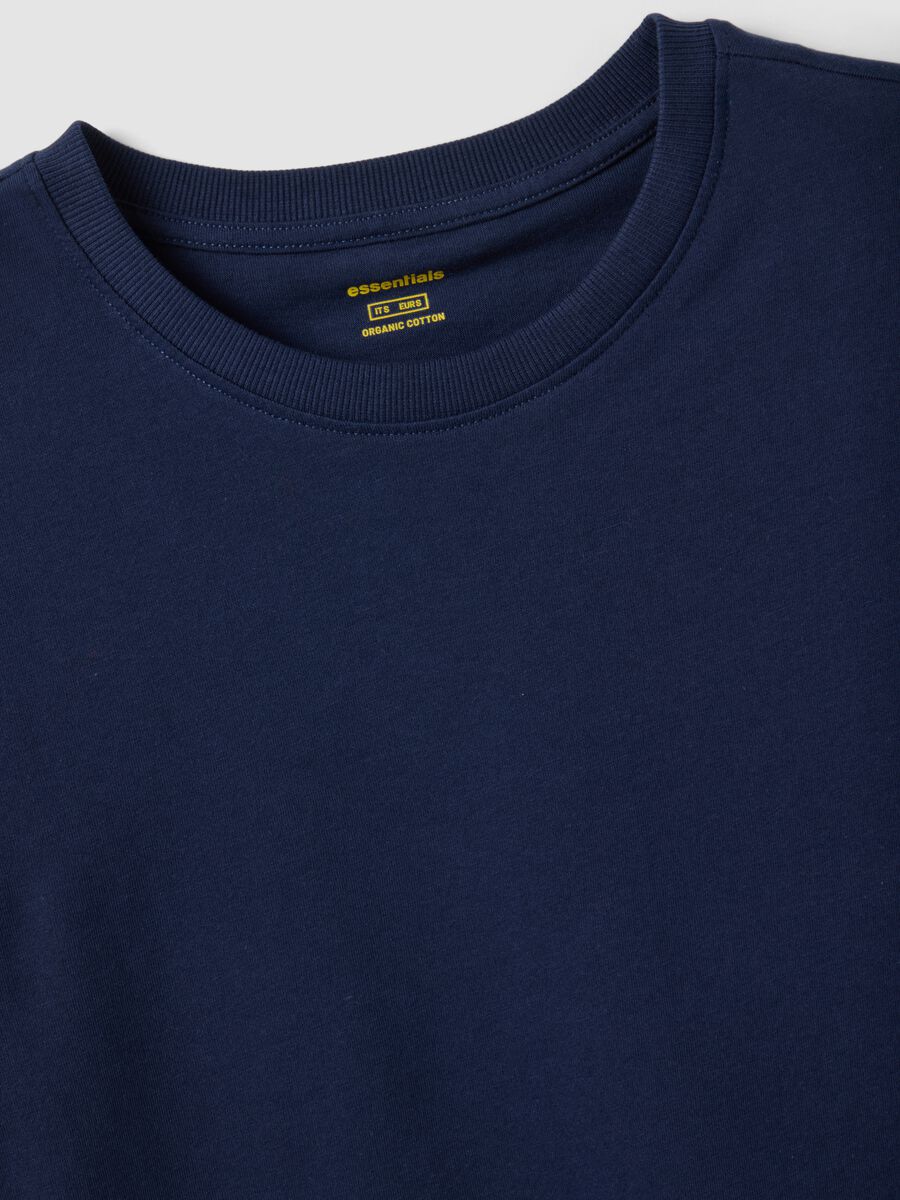 T-shirt a maniche corte in puro cotone blu regular fit_5