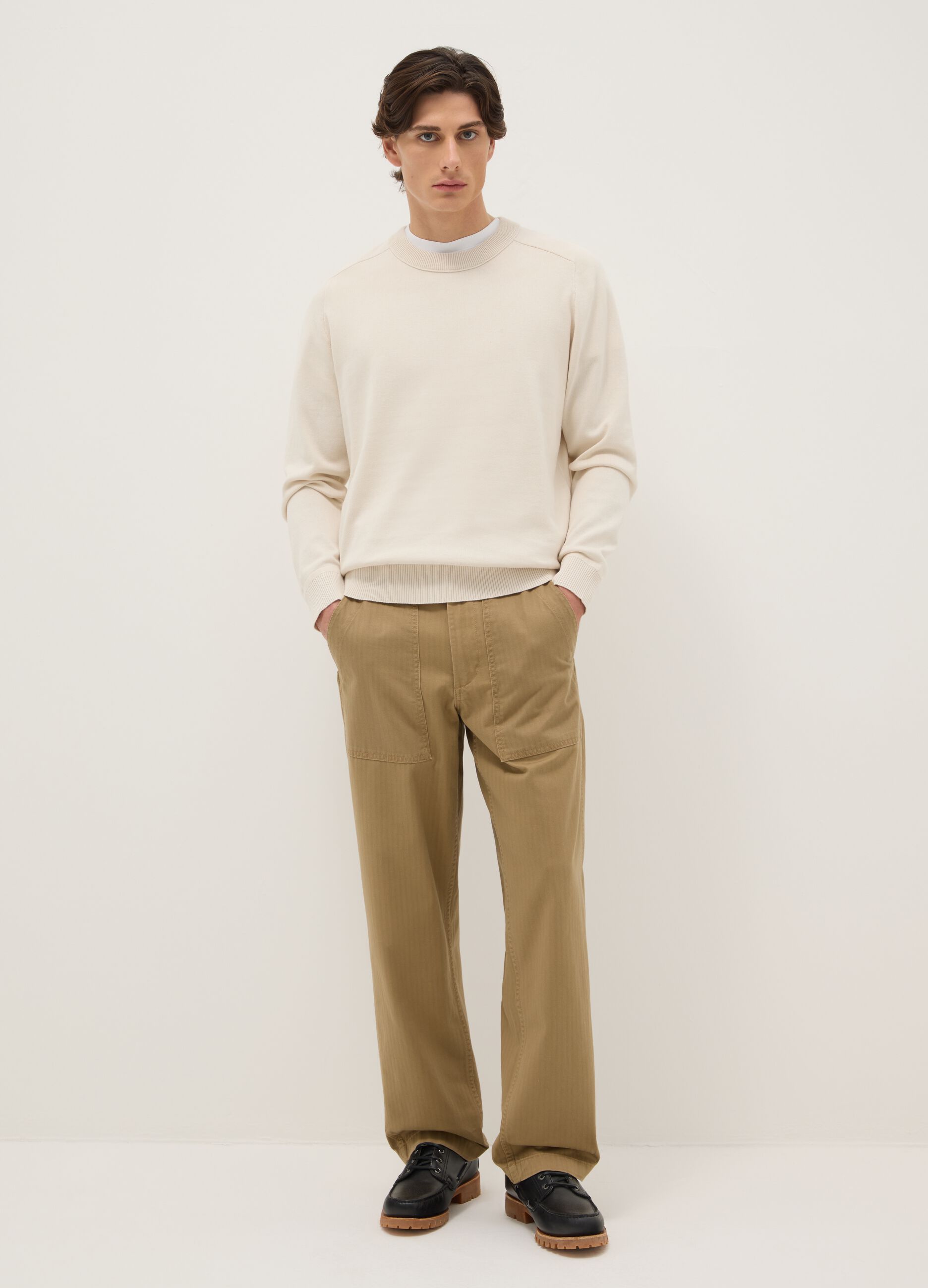 Pure cotton brown chino trousers regular fit