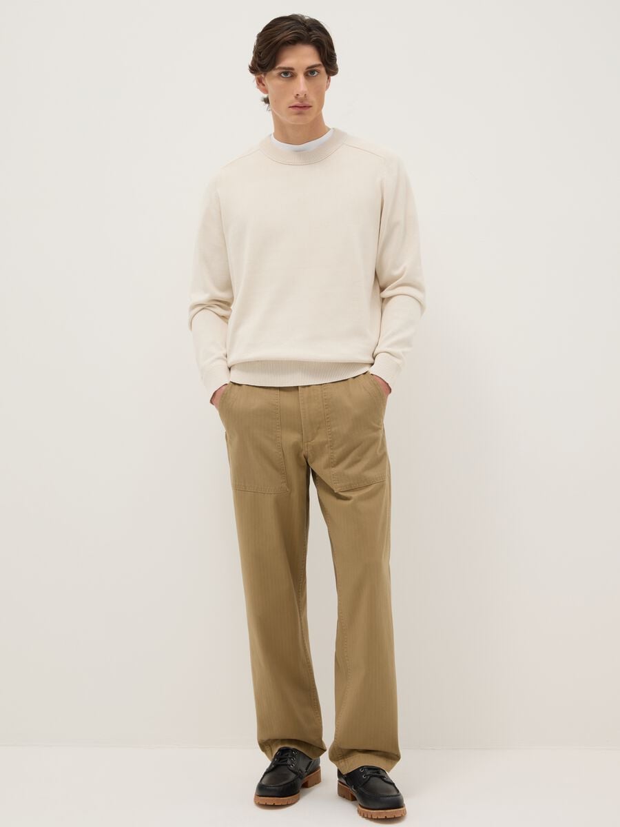 Pure cotton brown chino trousers regular fit_0