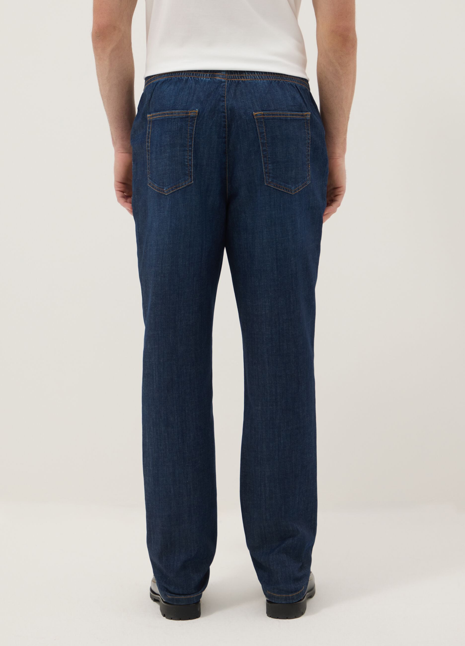 Blue Regular Fit Stretch Denim Cotton Jeans
