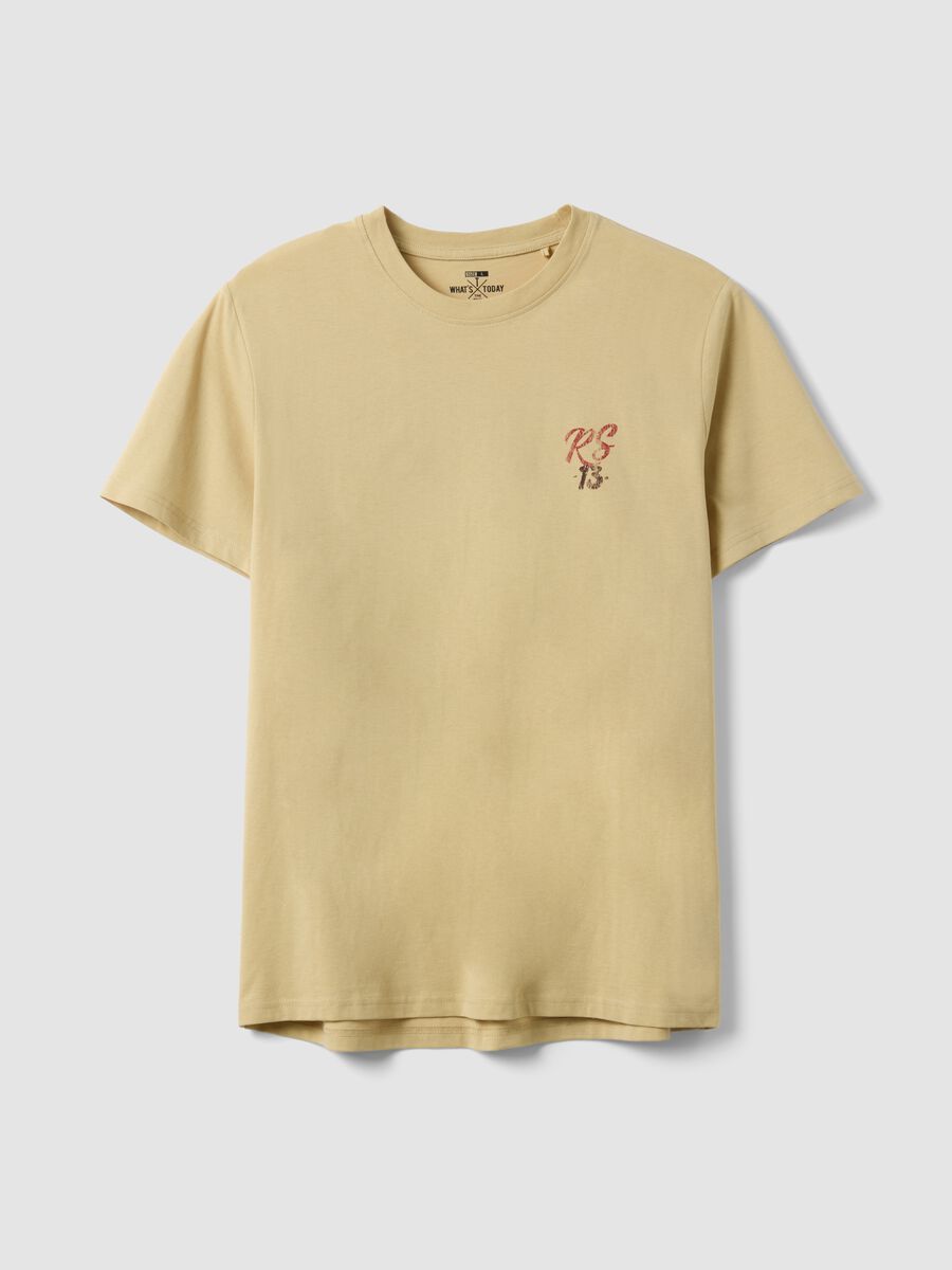 Beige pure cotton printed T-shirt_4