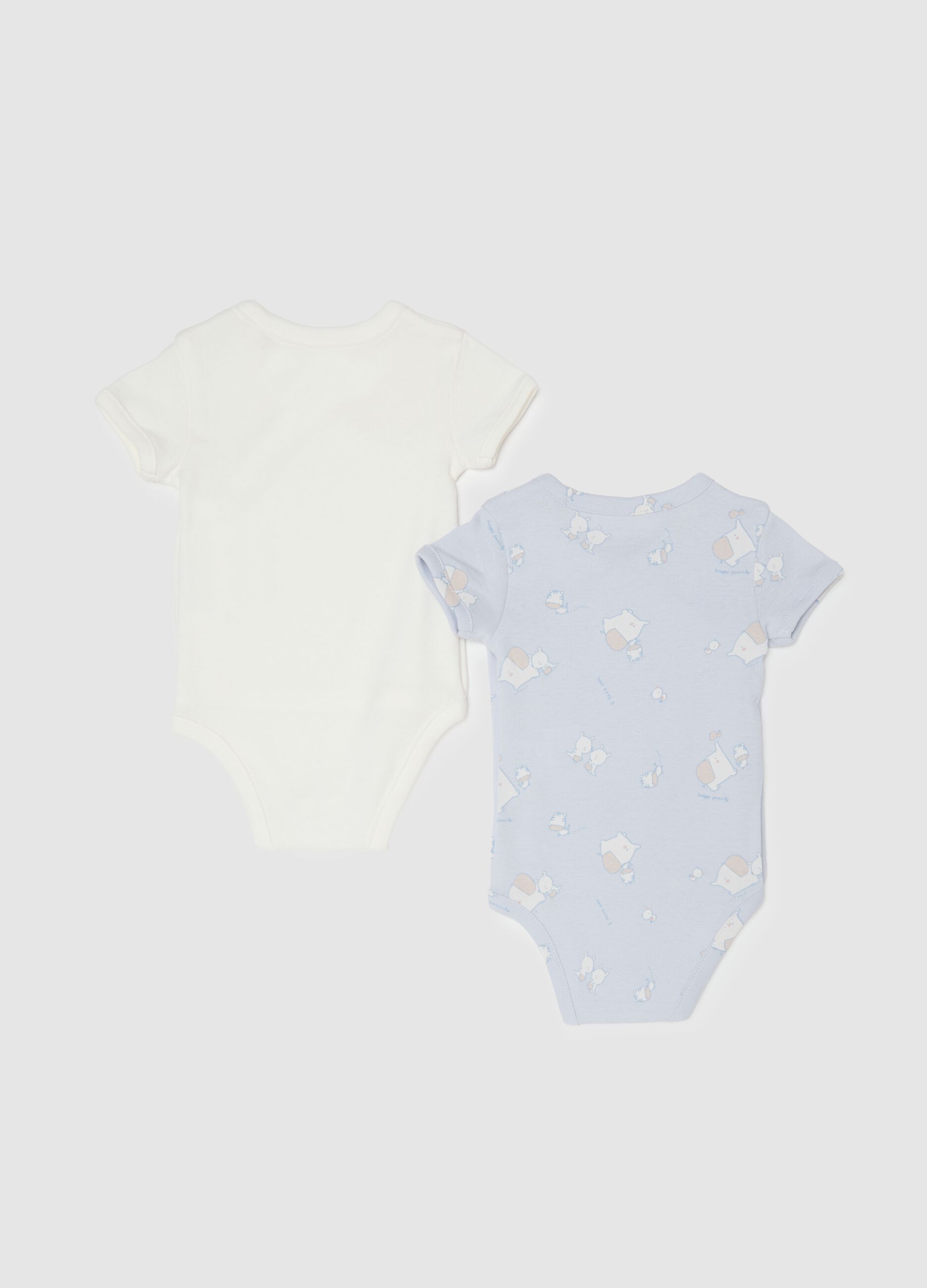 Multicolour pure cotton bodysuit twin pack with short sleeves for babies
