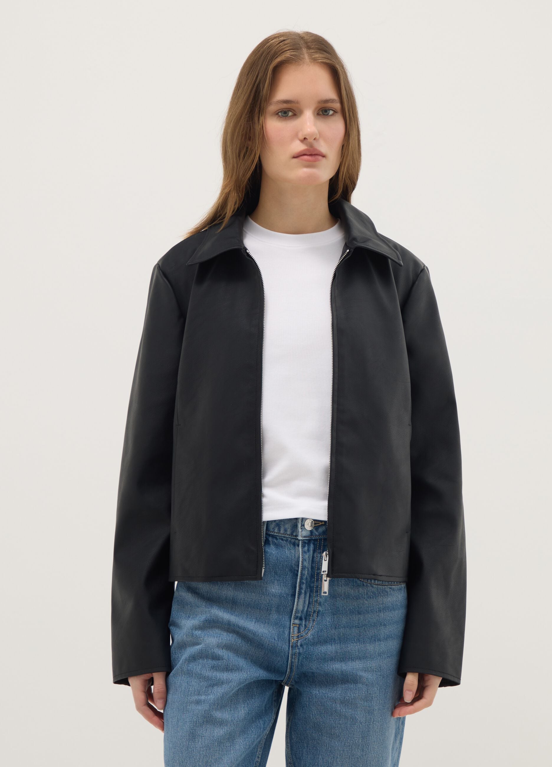 Black jacket regular fit full zip
