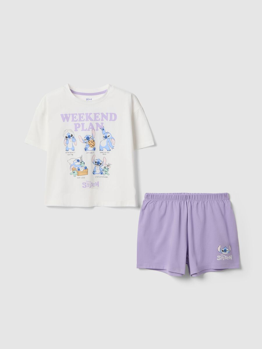 Girls' multicolour short pyjamas in pure cotton with Stitch_0