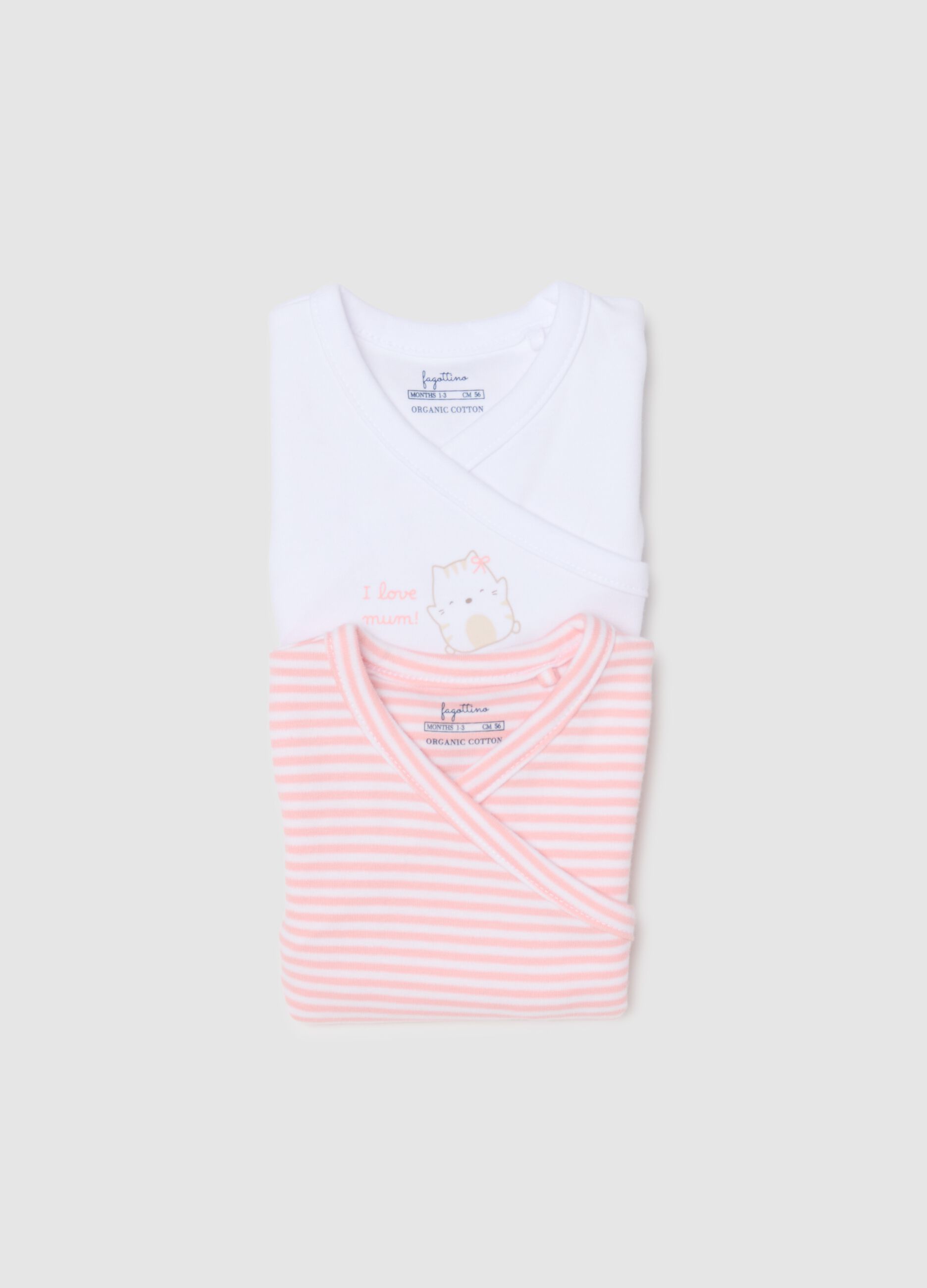 Pack of short-sleeved multicolor bodysuits for baby girls made from pure cotton