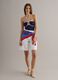 Blue stretch swimsuit with white piping_1