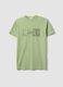 Green pure cotton T-shirt with One Piece print_4