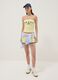 Yellow strapless bandeau top in stretch cotton_1