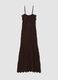 Brown pure cotton slim fit dress with knitted texture_4