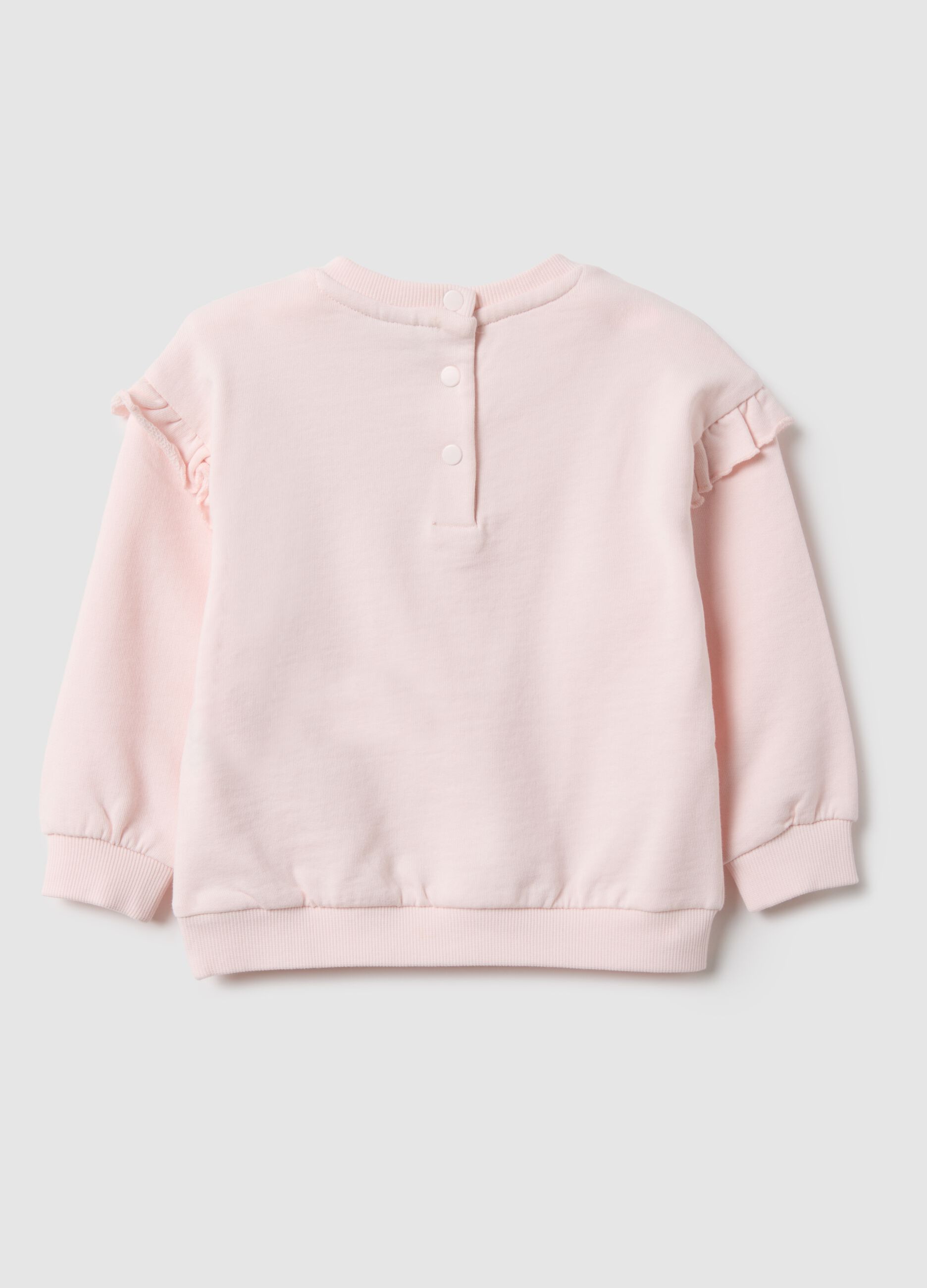 Pure cotton pink regular fit sweatshirt with frills for baby girl