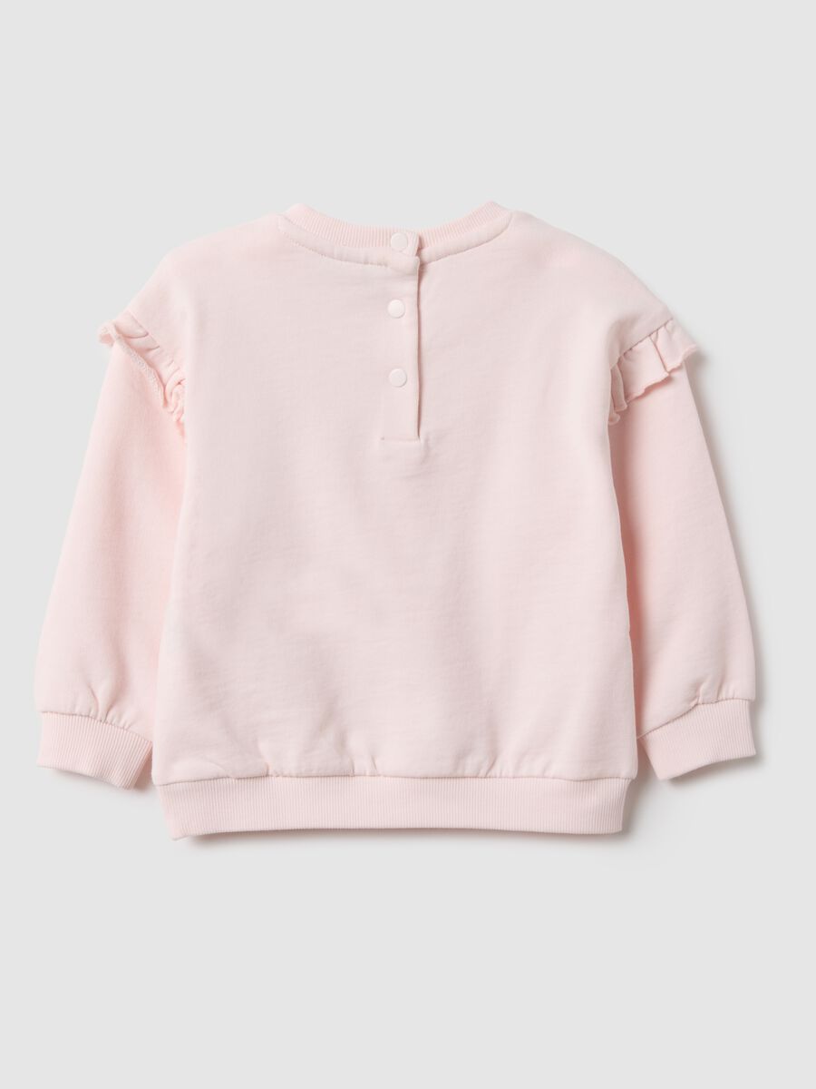 Pure cotton pink regular fit sweatshirt with frills for baby girl_1