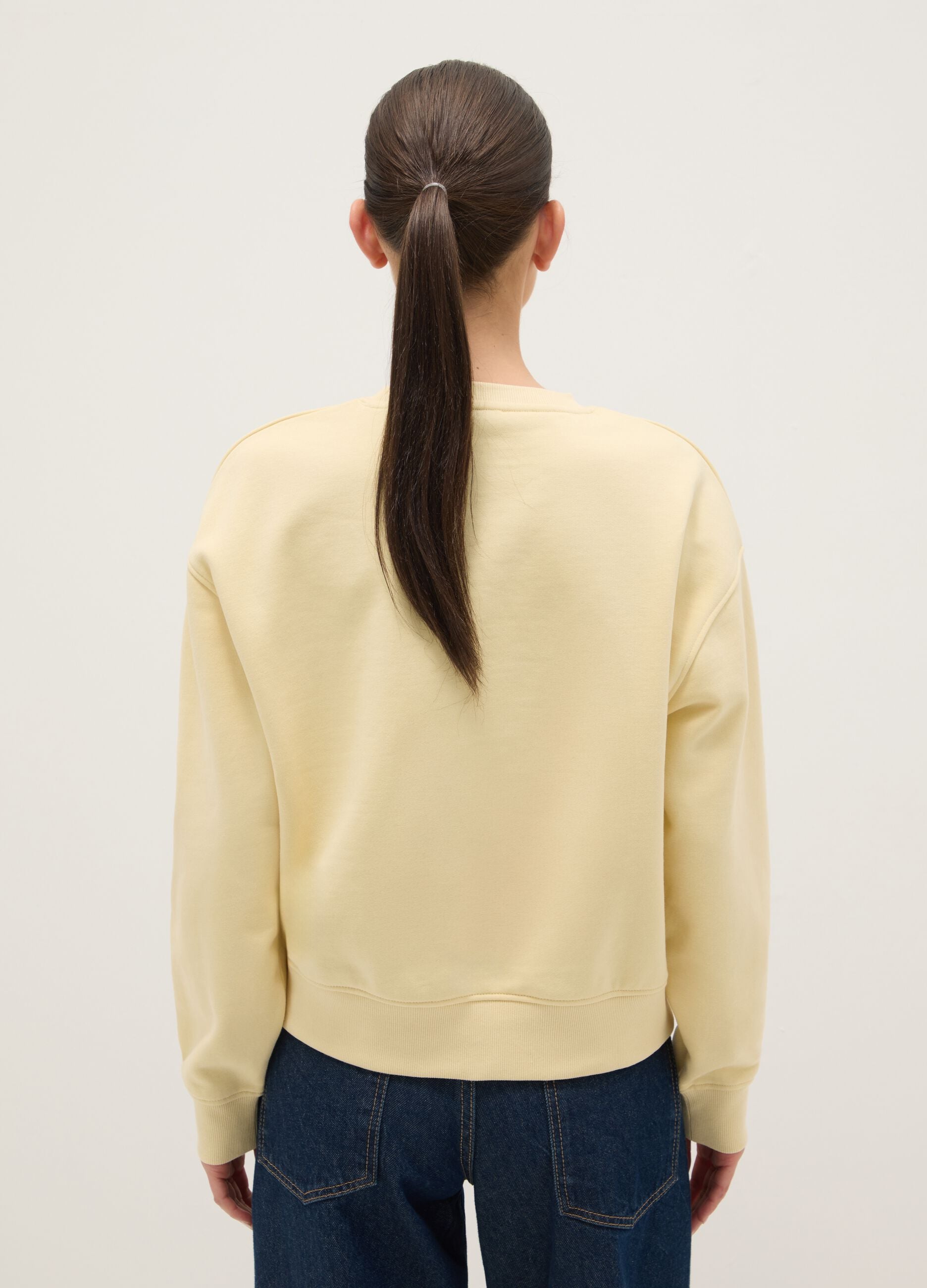 Yellow cotton blend sweatshirt regular fit