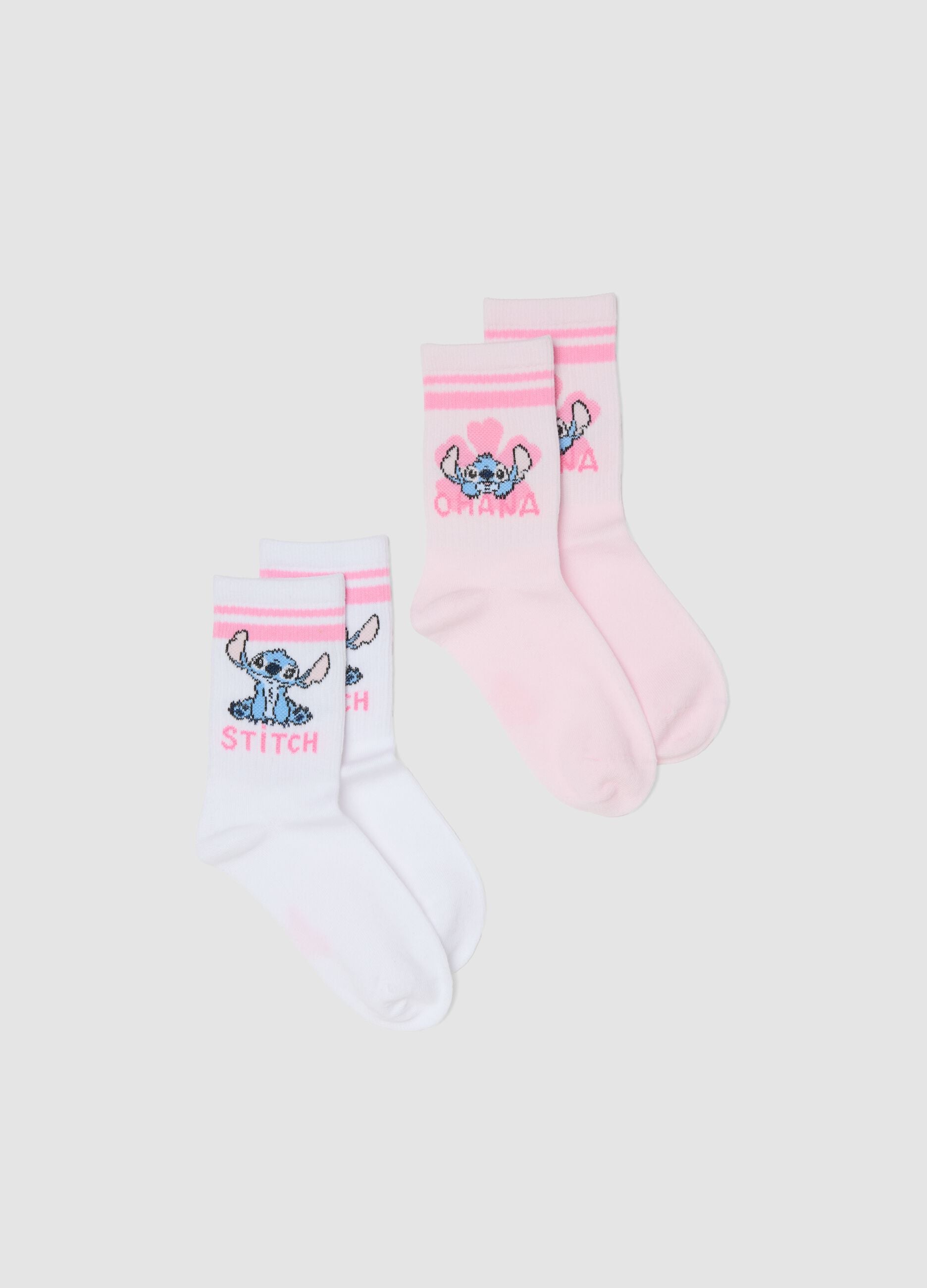 2-pack of pink organic cotton socks with character