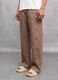 100% Linen Wide-Leg Trousers in Mocha_1