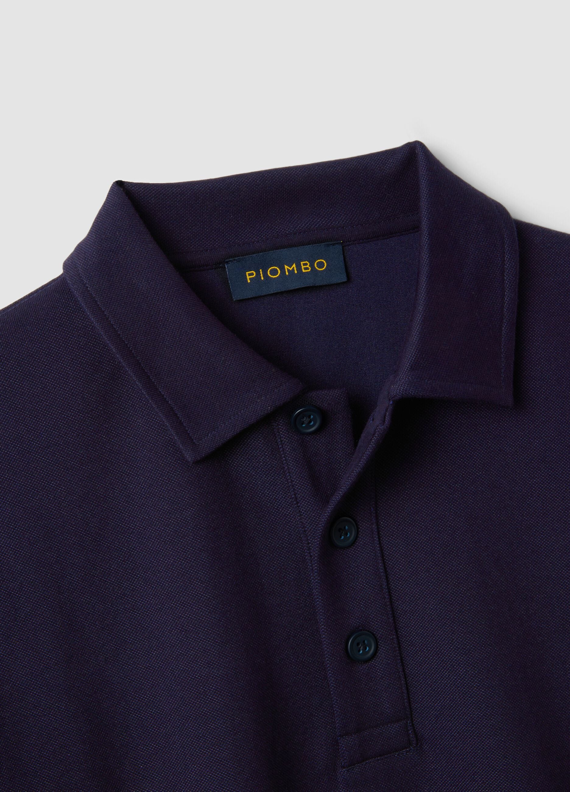 Felpa blu in tessuto elasticizzato con collo polo relaxed fit