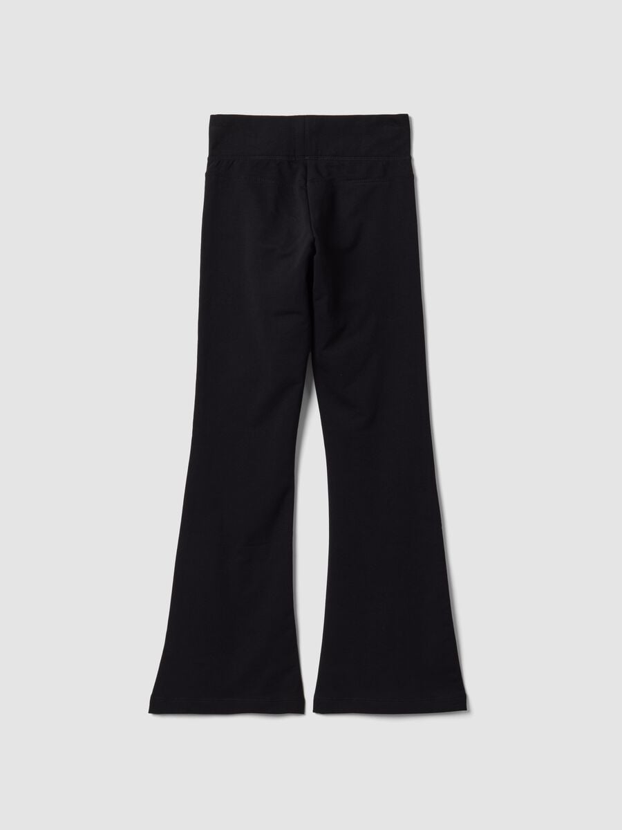 Black flared stretch organic cotton trousers for girls_4