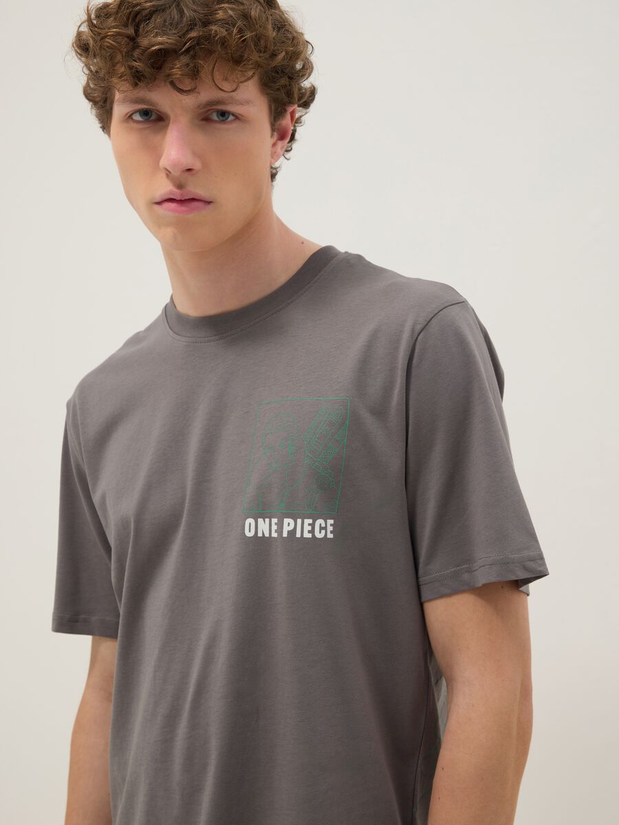 Grey One Piece print T-shirt in pure cotton, relaxed fit_3
