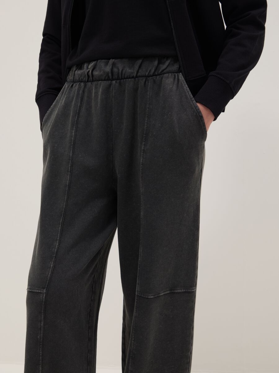 Girls' Oversized Fit Grey Pure Cotton Jogger Trousers_2