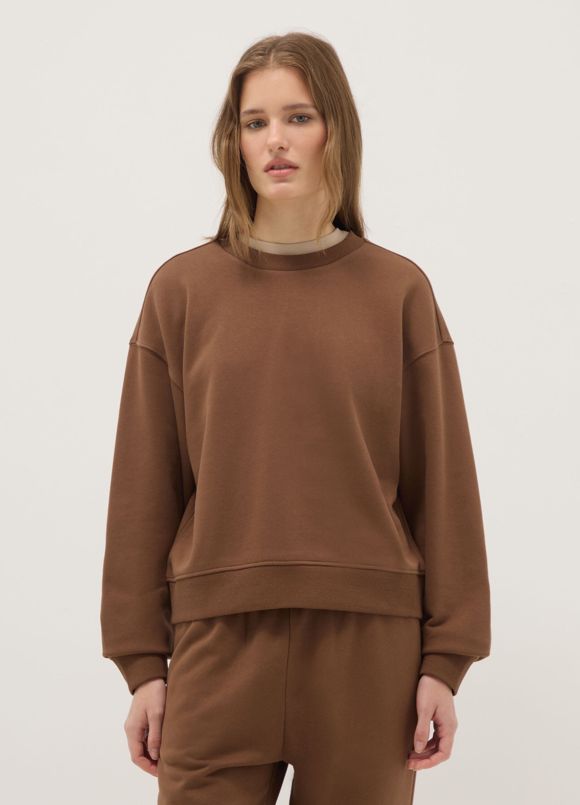 Light grey melange crew neck sweatshirt