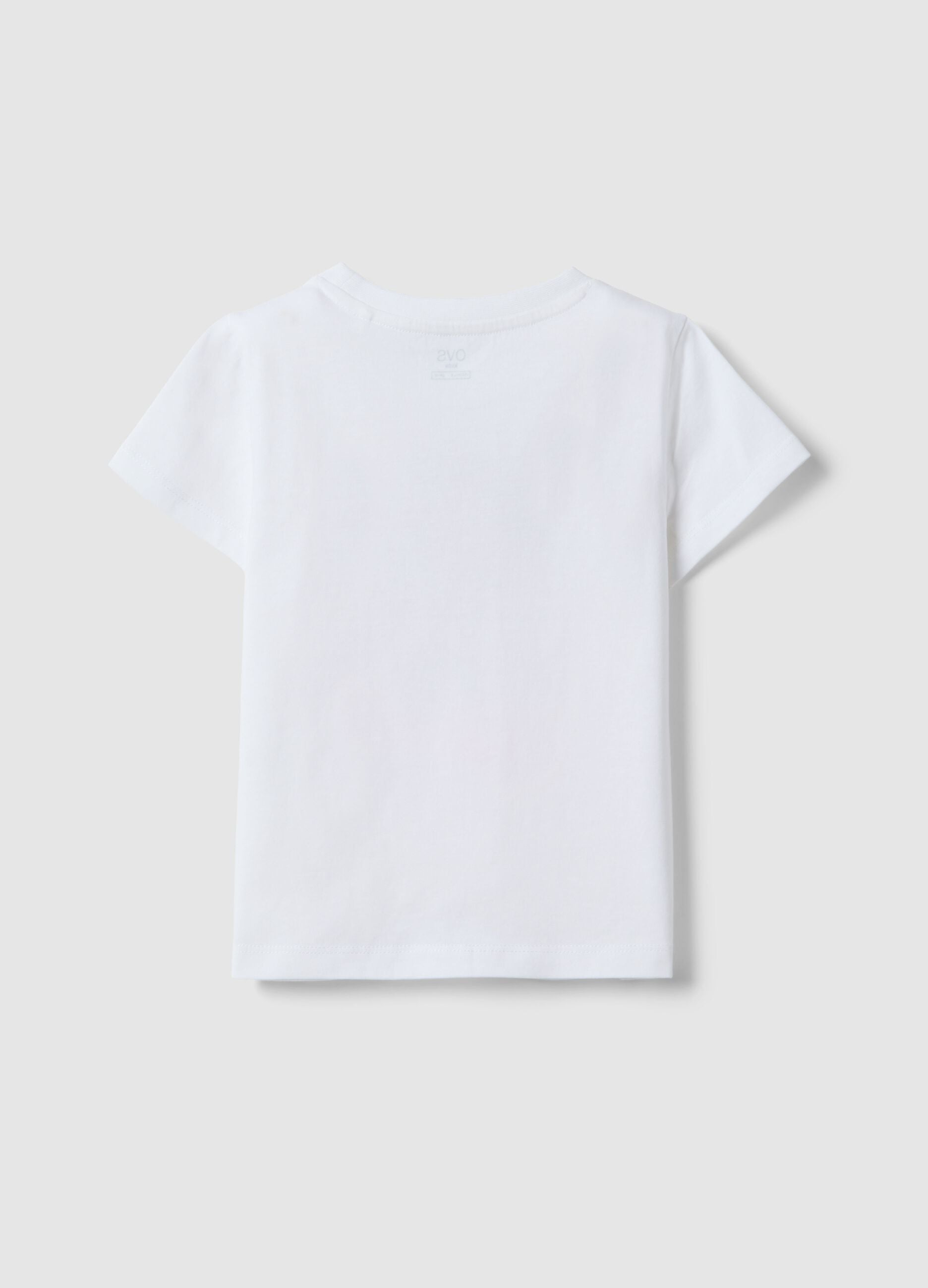 White Pure Cotton Girls' T-Shirt Regular Fit with Print