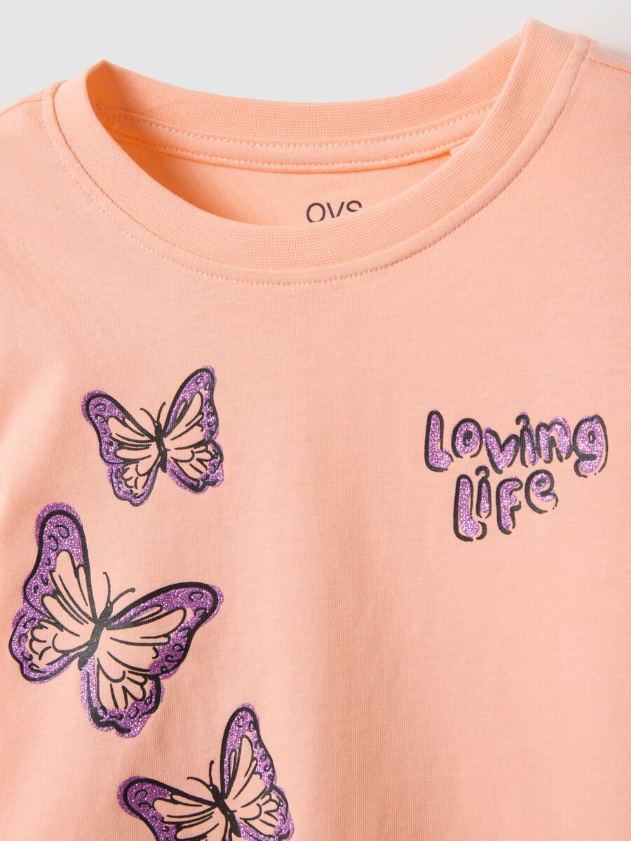 Girls' pink pure cotton T-shirt regular fit with prints_2