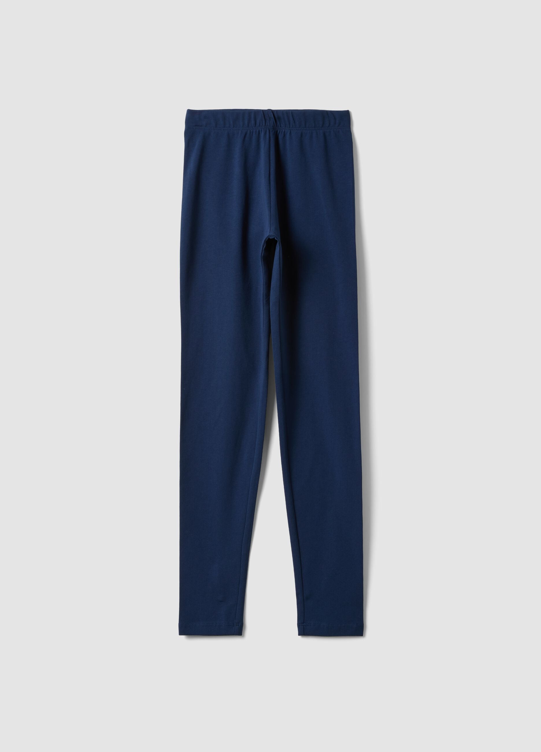 Girls&rsquo; blue skinny leggings in stretch organic cotton