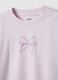 Girl's pure cotton purple T-shirt regular fit with bow_2