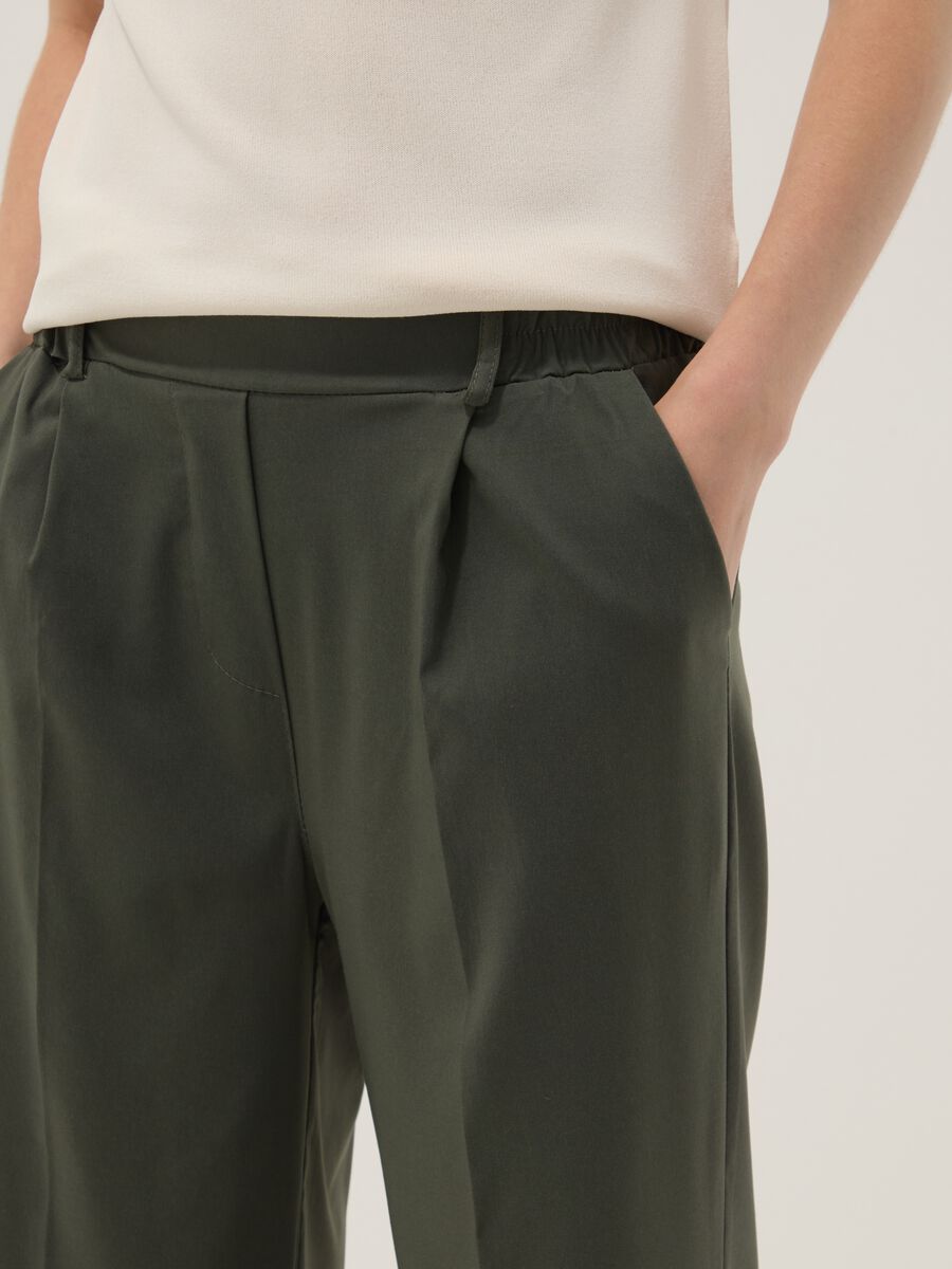 Green wide-leg trousers in stretch viscose_3
