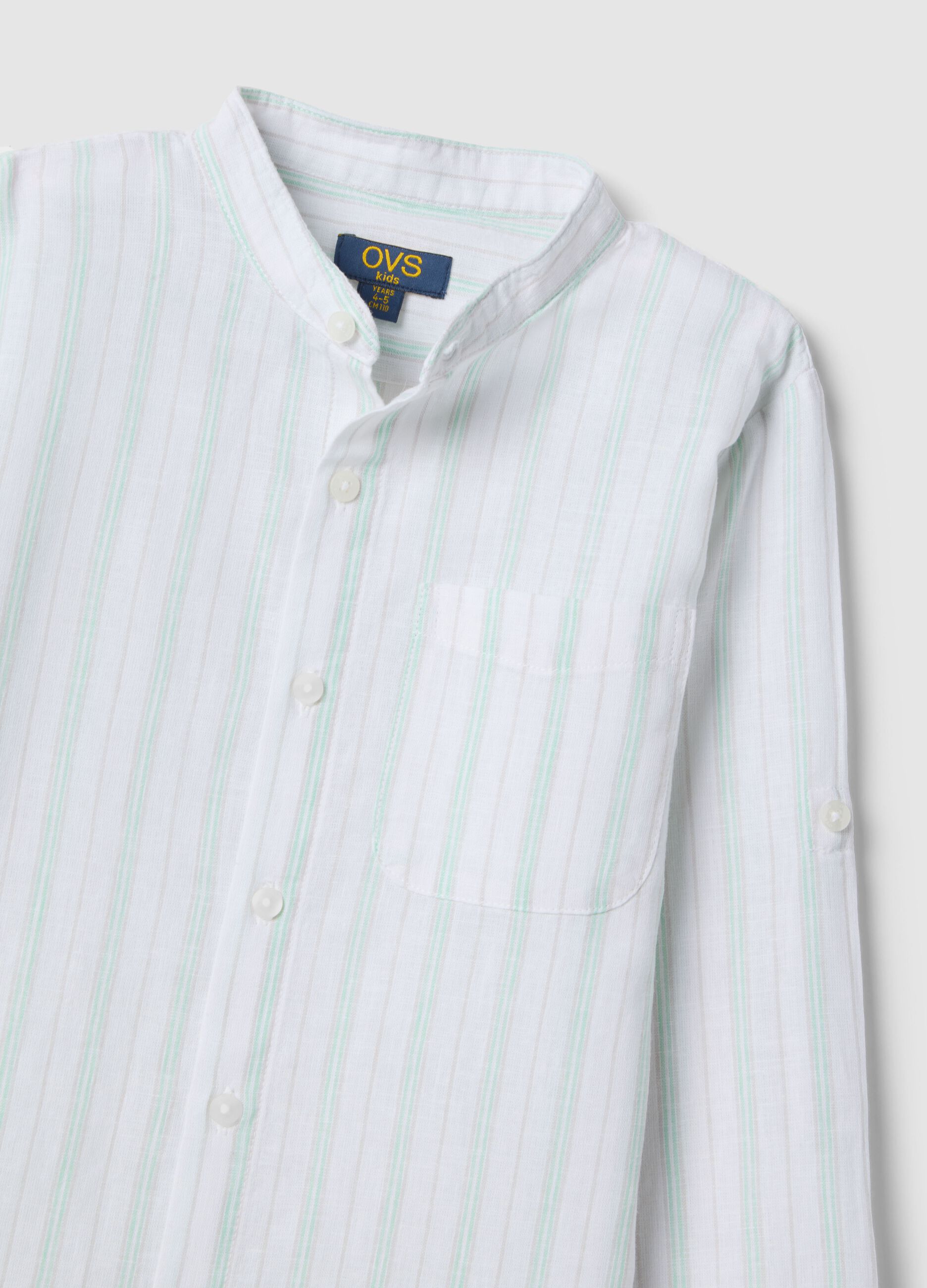 Children's regular fit multicoloured striped linen blend shirt